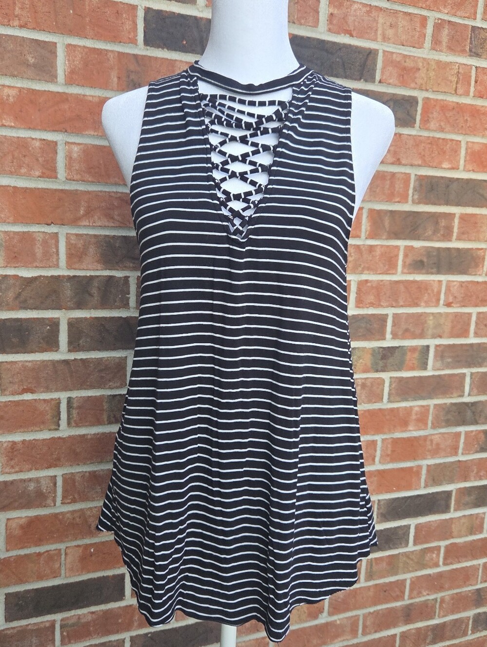 American Eagle Soft & Sexy Striped Lace-Up Tank Top Size Small